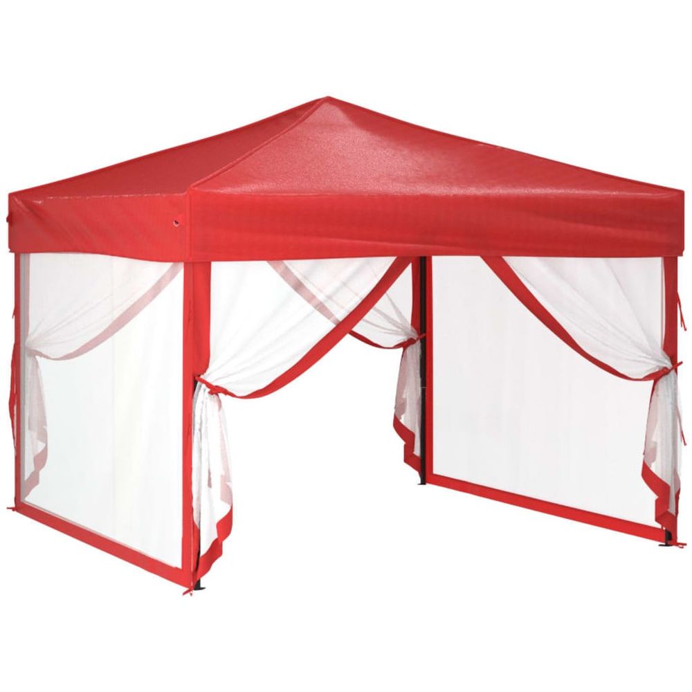 Folding Party Tent with Sidewalls Red 3x3 m - anydaydirect