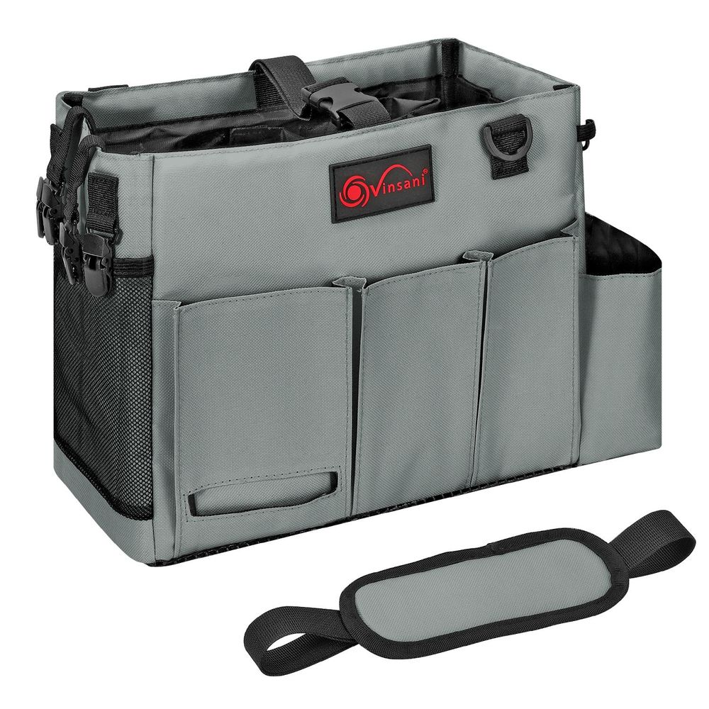 Cleaning Caddy Multifunctional Storage Organiser Bag Medium Dark Grey - anydaydirect