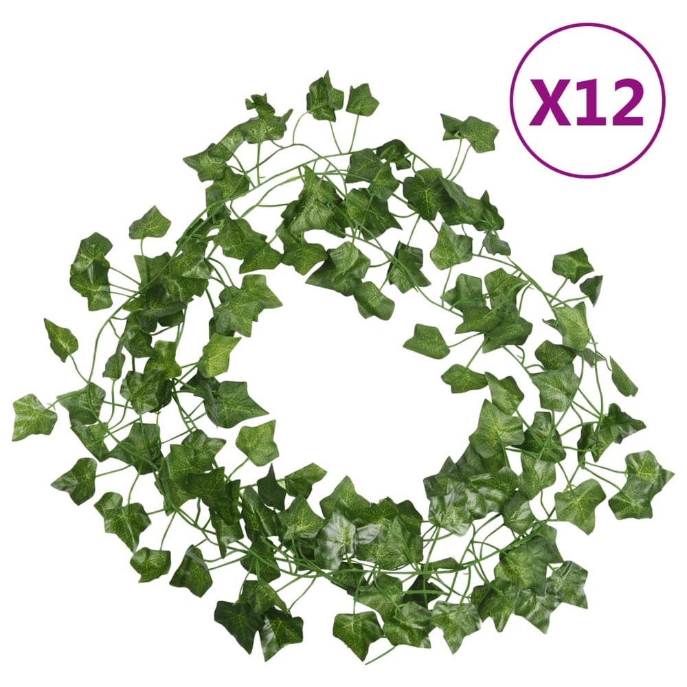vidaXL Artificial Ivy Garlands 12 pcs Green 200 cm - anydaydirect