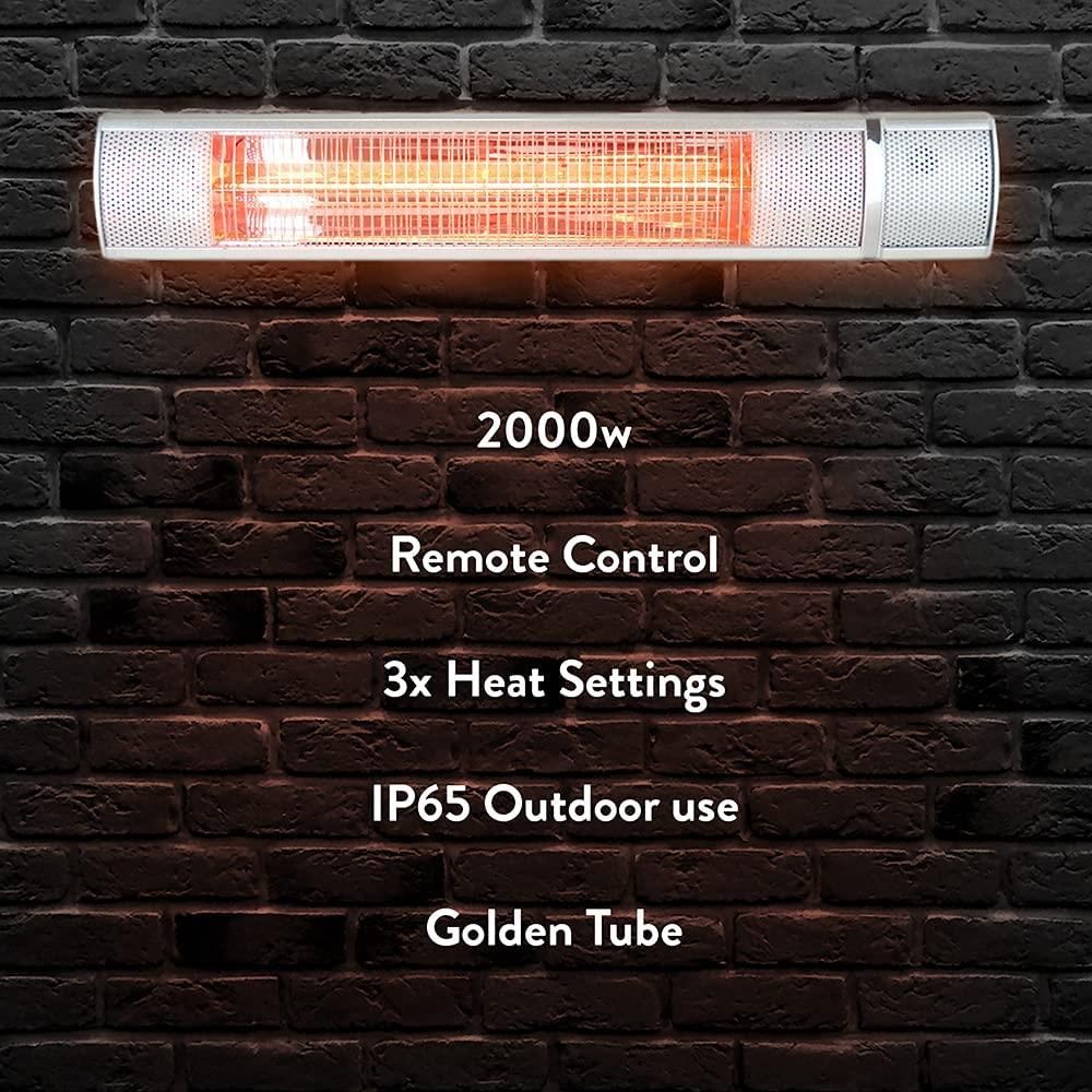 Lloytron Wall Mounted or Pedestal Patio Heater Instant Warm Indoor & Outdoor - anydaydirect