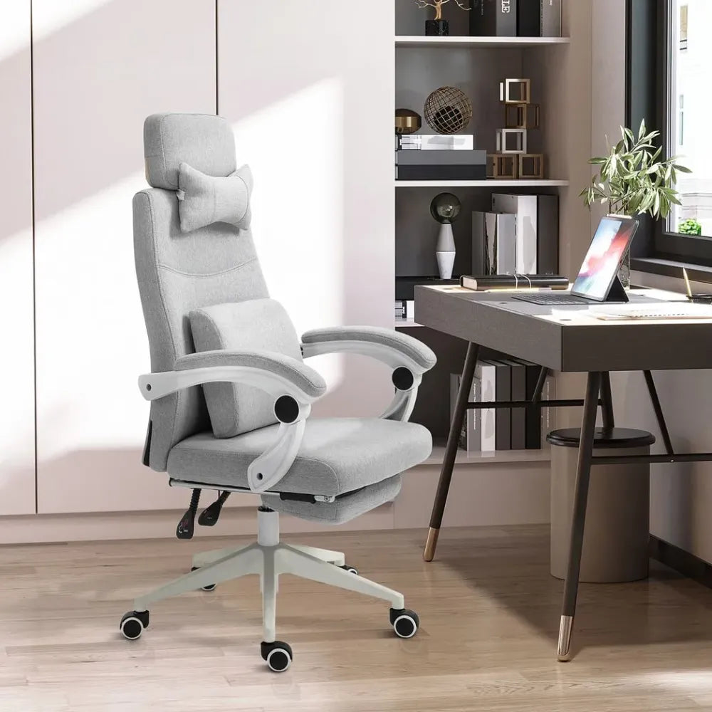 Ergonomic Home Office Chair 360 Swivel with Footrest Height Adjustable Grey - anydaydirect