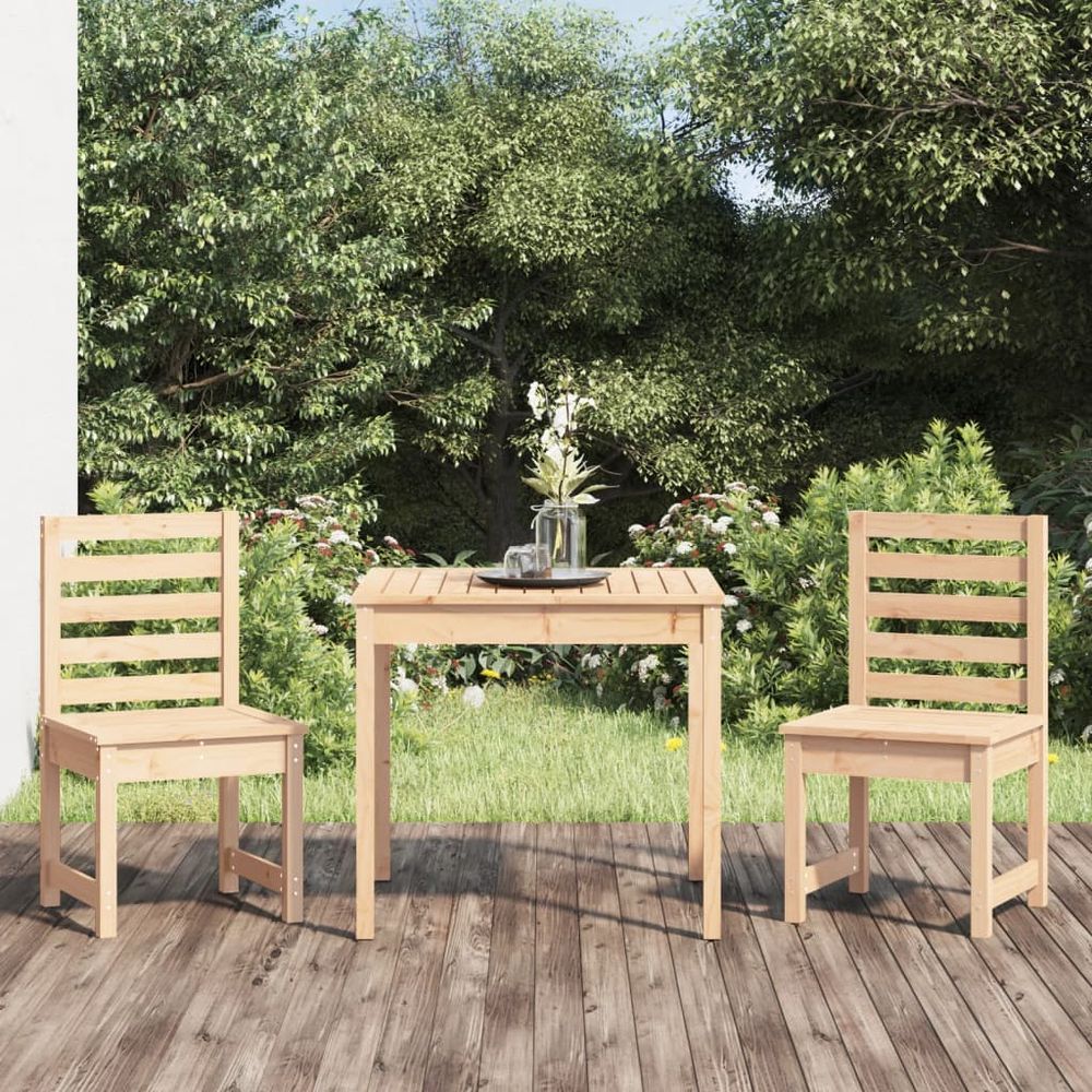 3 Piece Garden Bistro Set Solid Wood Pine - anydaydirect