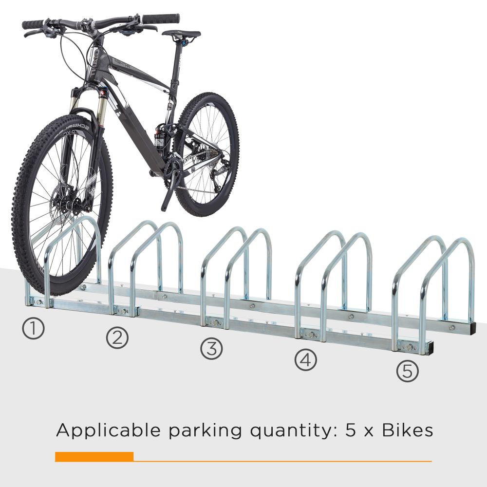 Bike Parking Rack Bicycle Locking Storage Stand for 5 Cycling Silver - anydaydirect