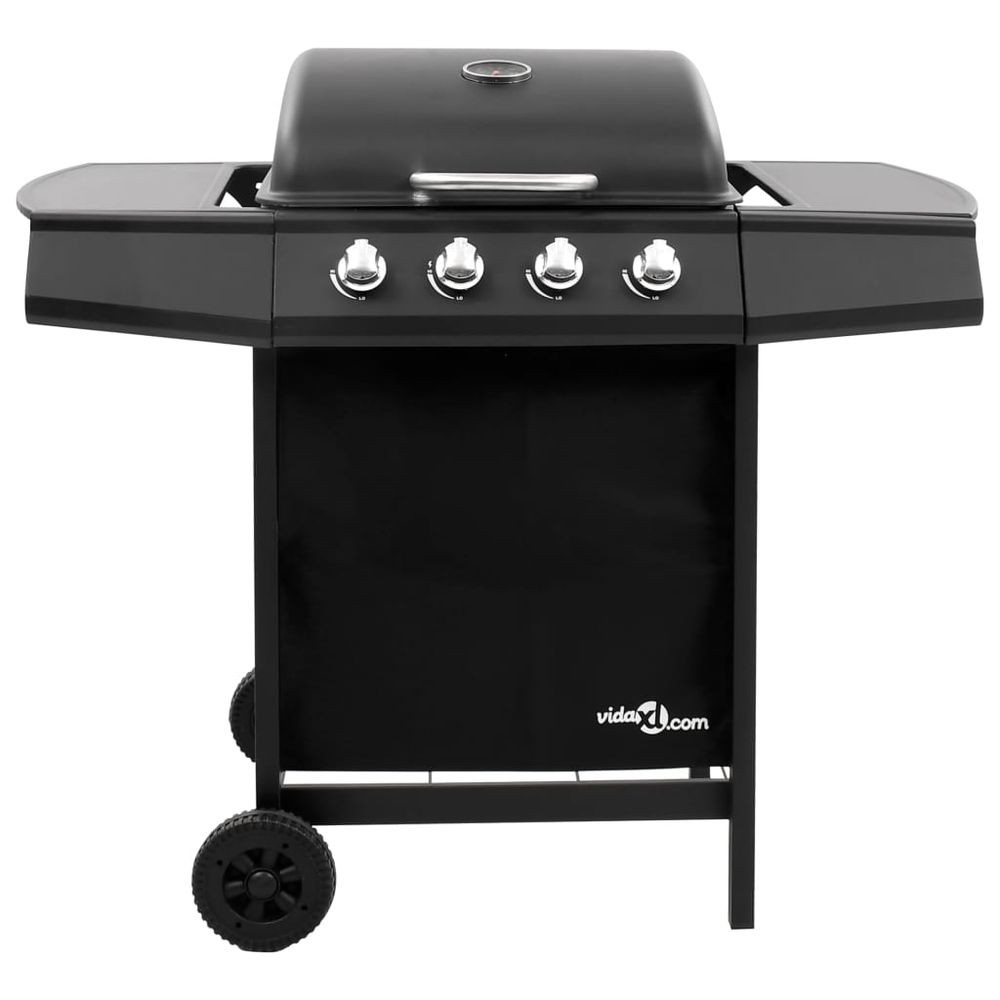 Gas BBQ Grill with 4 Burners Black - anydaydirect