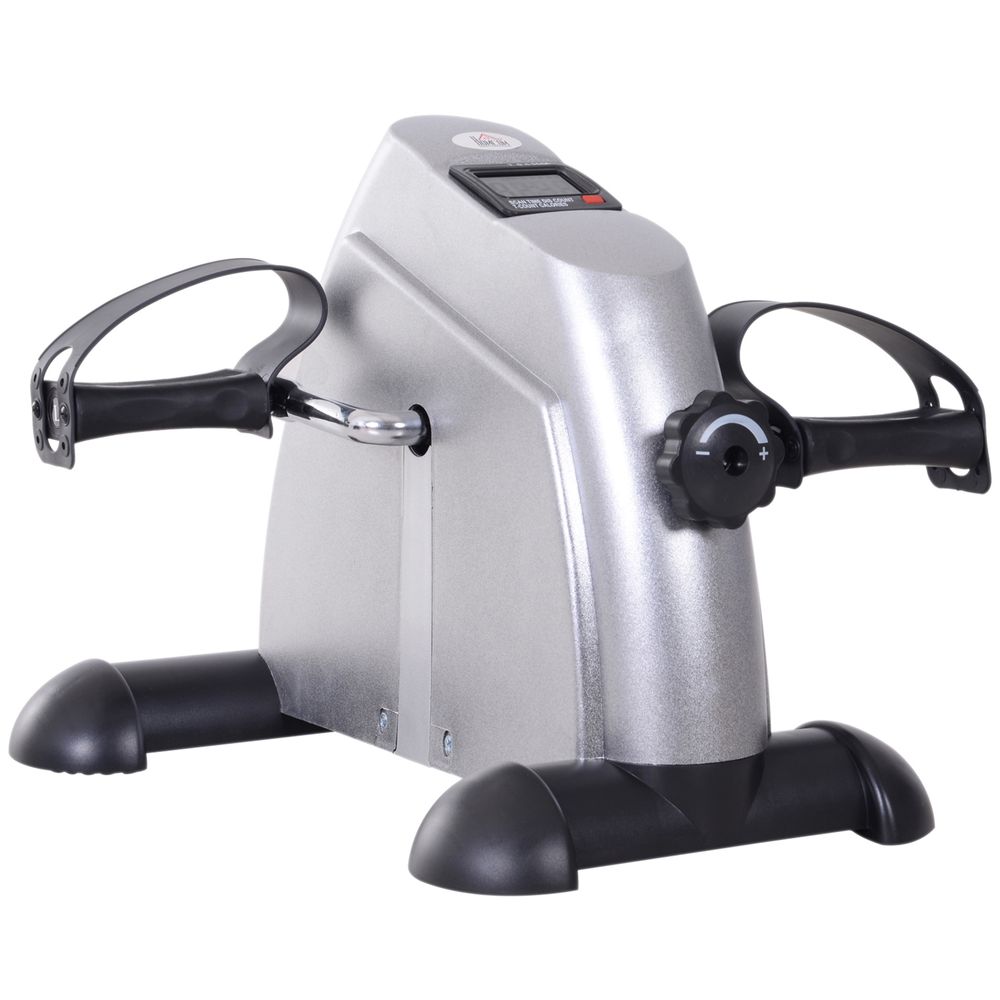 Mini Exercise Bike Portable Pedal Manual Machine Indoor Fitness Silver HOMCOM - anydaydirect