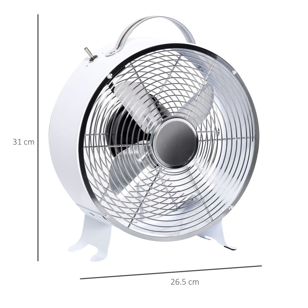 HOMCOM 26cm 2-Speed Electric Fan  Safe Guard Anti-Slip Feet Home Office White - anydaydirect