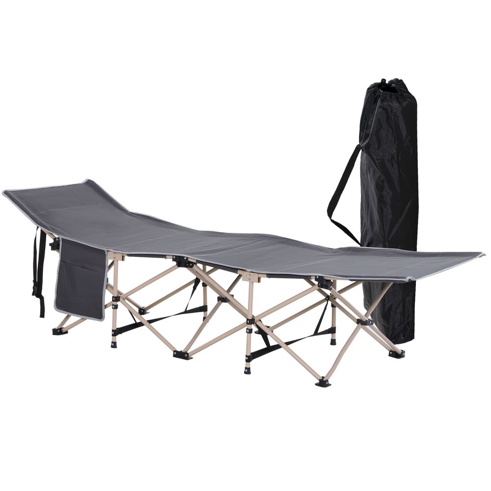 Outsunny Single Portable Outdoor Military Sleeping Bed Camping Cot Grey - anydaydirect