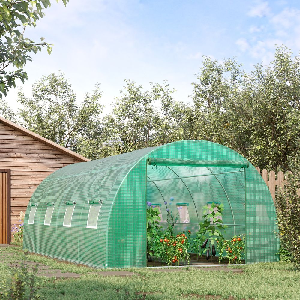 Polytunnel Walk-in Greenhouse with Zip Door and Windows - anydaydirect