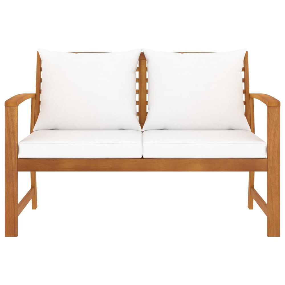 vidaXL Garden Bench 120 cm with Cream Cushion Solid Wood Acacia - anydaydirect
