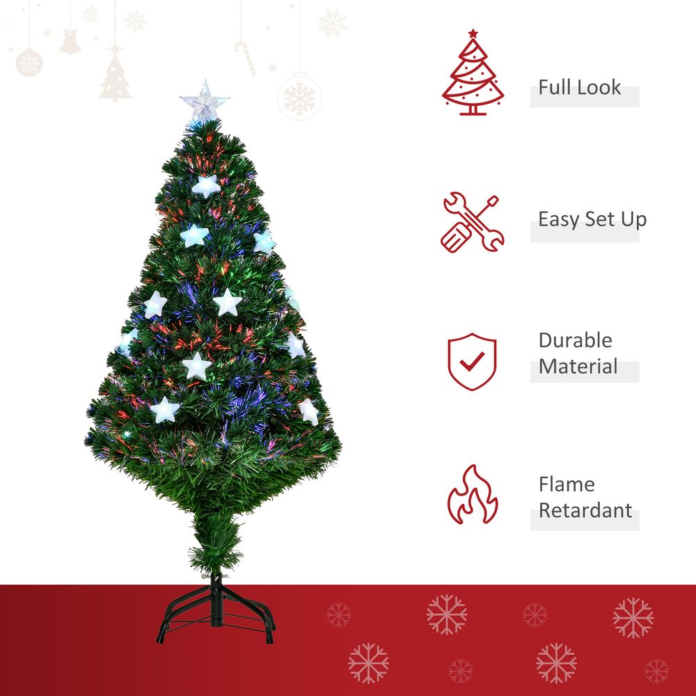 4FT Prelit Artificial Christmas Tree Fibre Star Xmas LED Light Indoor Green - anydaydirect