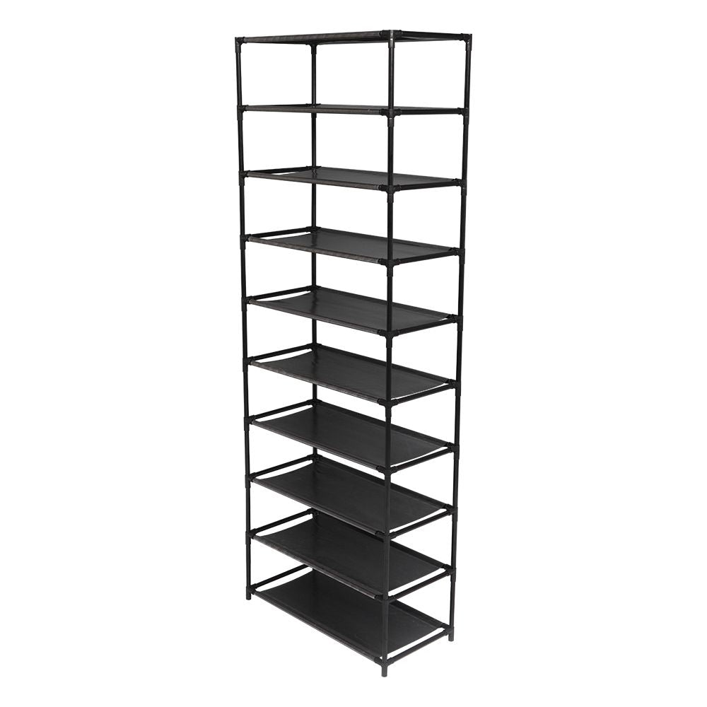 10 Tier Stackable Shoe Rack Storage Shelves - Stainless Steel Frame Holds 50 Pairs Of Shoes - anydaydirect