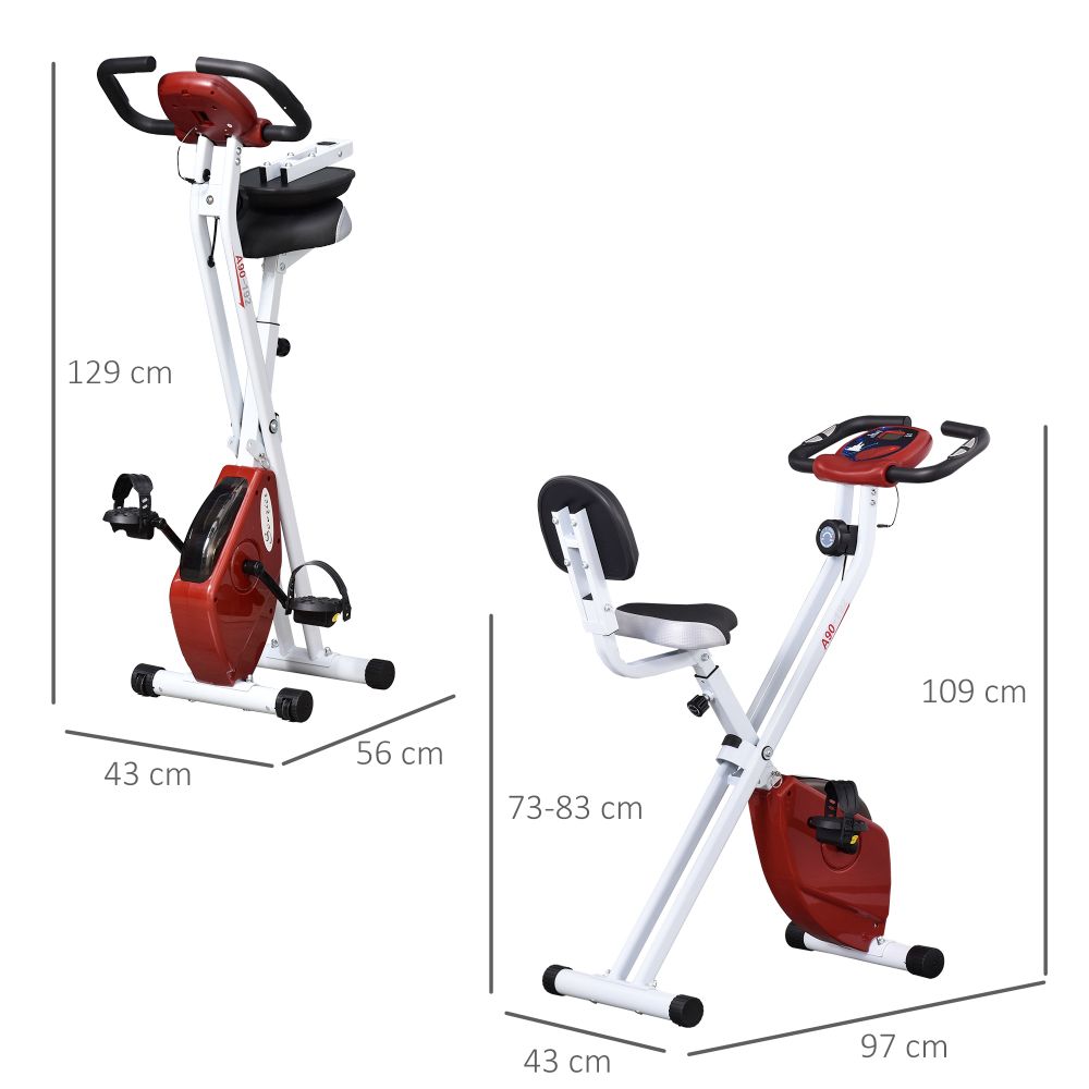 Magnetic Resistance Exercise Bike Foldable LCD Adjustable Seat Red - anydaydirect