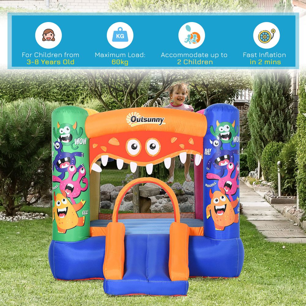 Bouncy Castle with Slide Basket Trampoline Monster Design - anydaydirect