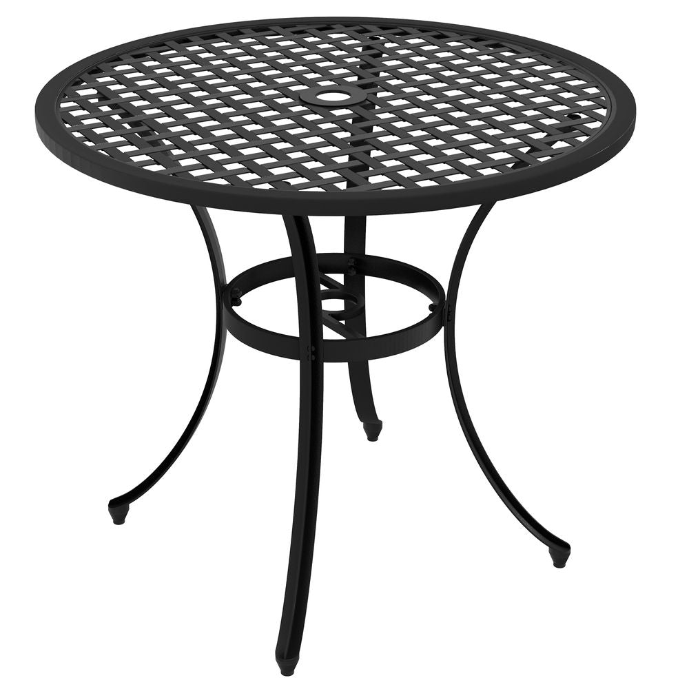 Outsunny Cast Aluminium Bistro Table with Umbrella Hole for Balcony, Black - anydaydirect