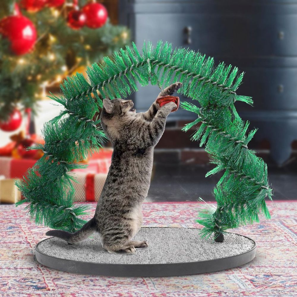 Christmas Cat Arch Cat Self Groomer and Massager with Non-Slip Base - anydaydirect