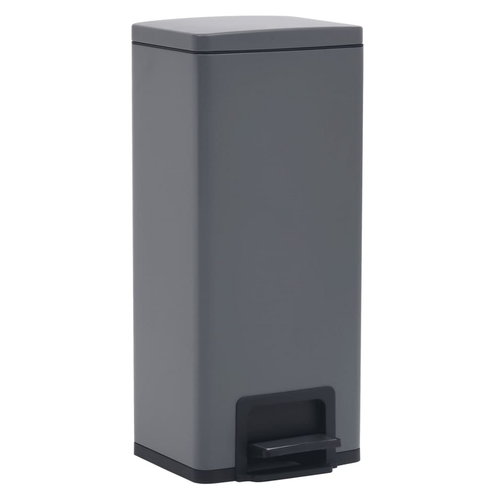 Dustbin with Pedal Anti-fingerprint 30L Grey Stainless Steel - anydaydirect