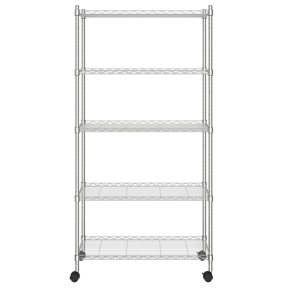 5-Tier Storage Shelf with Wheels 75x35x155 cm Chrome 250 kg - anydaydirect