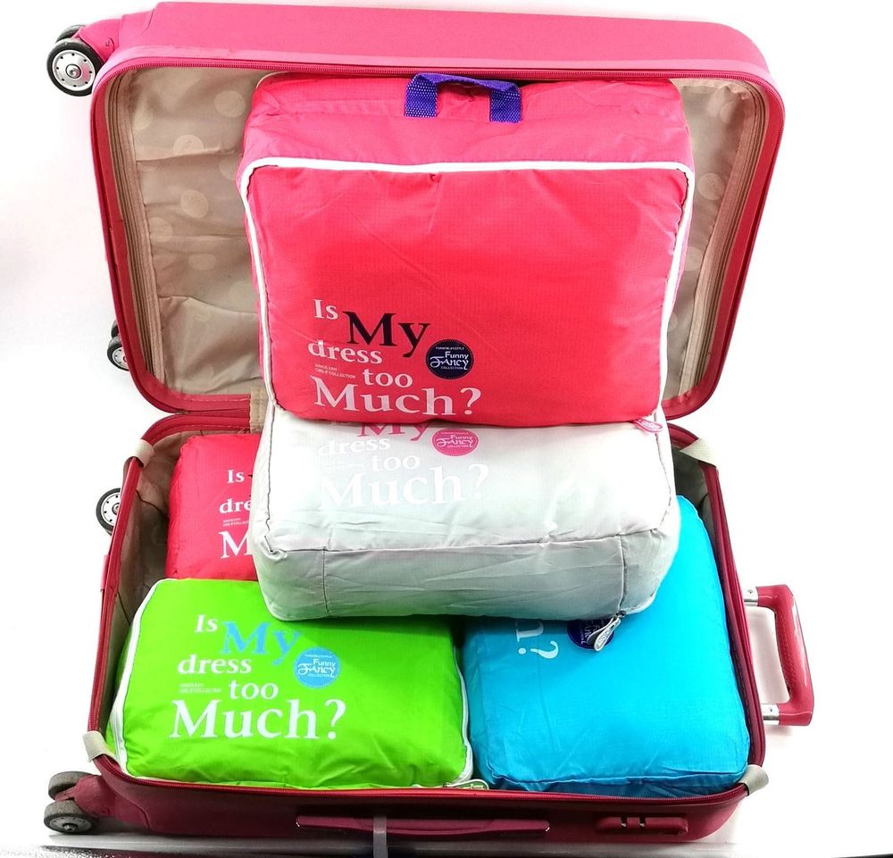 Vinsani 5PC Travel Essential Bag-in-Bag Travel Luggage Organizer Storage Handle Bag Pouch Set Grey - anydaydirect