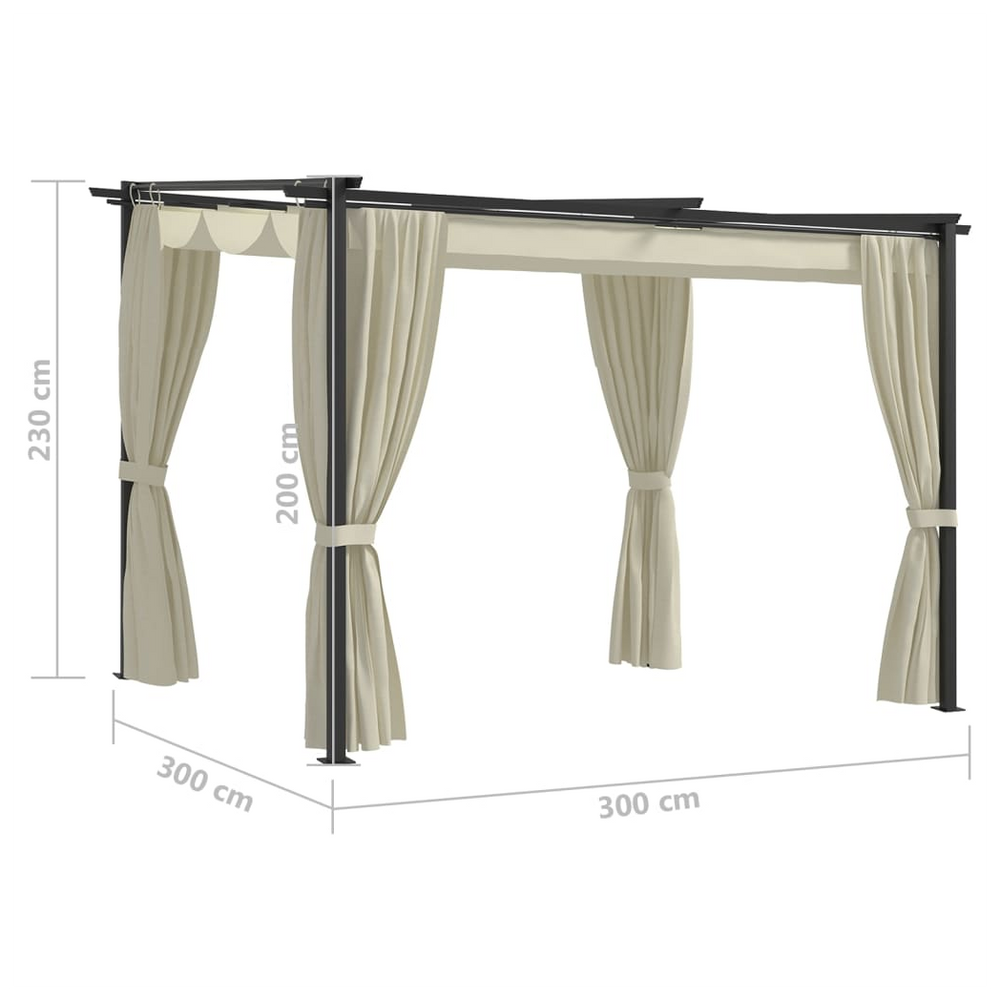 Gazebo with Curtains 3x3 m Cream Steel - anydaydirect