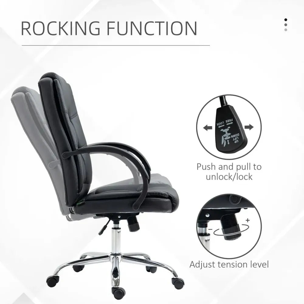 PU Leather Executive Office Chair High Back Height Adjustable Desk Chair, Black - anydaydirect