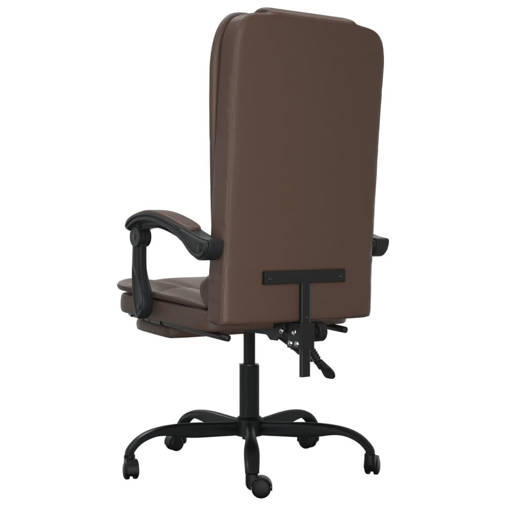 Massage Reclining Office Chair Brown Faux Leather - anydaydirect