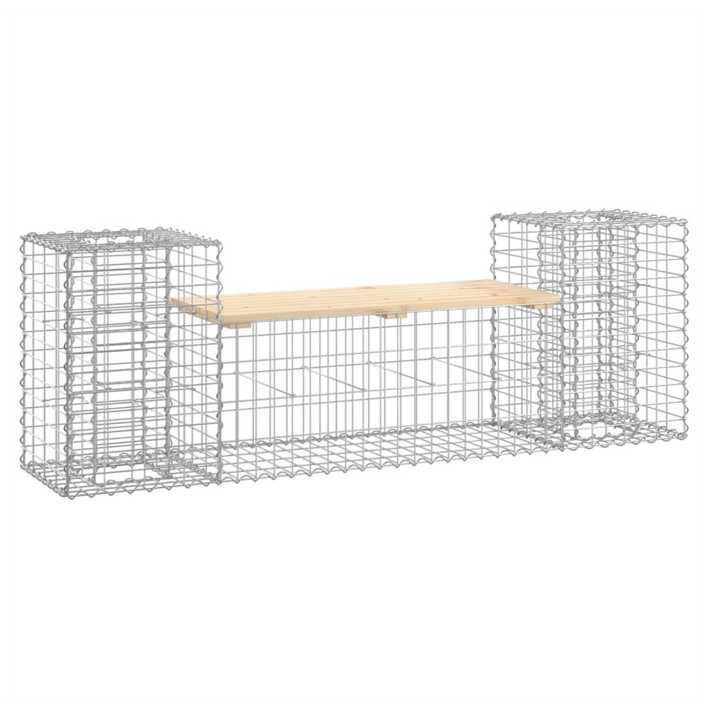 vidaXL Garden Bench Gabion Design 183x41x60.5 cm Solid Wood Pine - anydaydirect