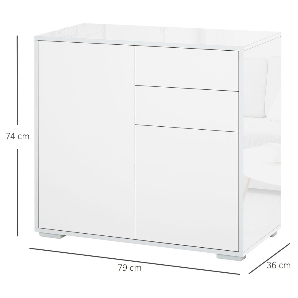 Side Cabinet with 2 Door Cabinet and 2 Drawer for Home Office White - anydaydirect