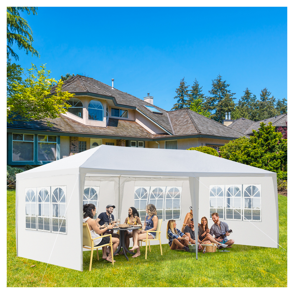 10'X20' Outdoor Party Tent with 4 Removable Sidewalls, Waterproof Canopy Patio Wedding Gazebo, White - anydaydirect