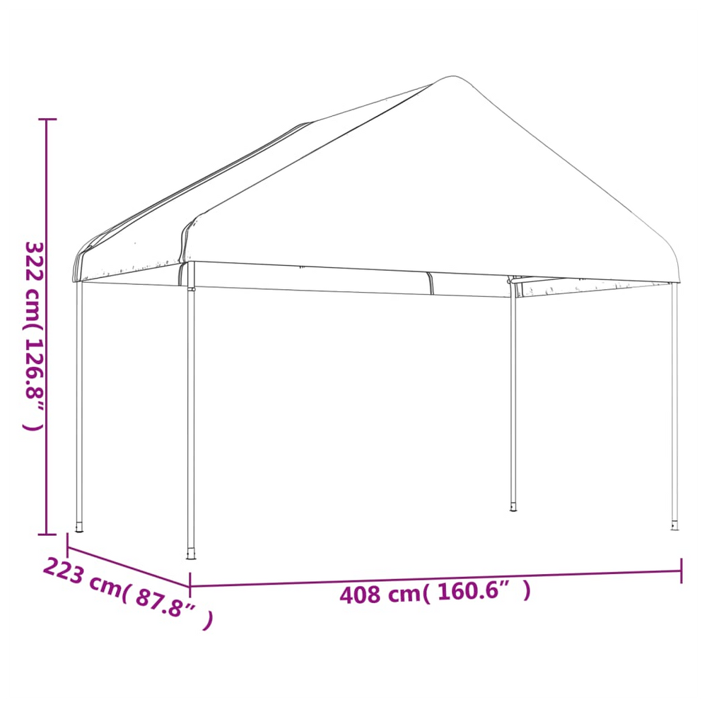 vidaXL Gazebo with Roof White 4.08x2.23x3.22 m Polyethylene - anydaydirect