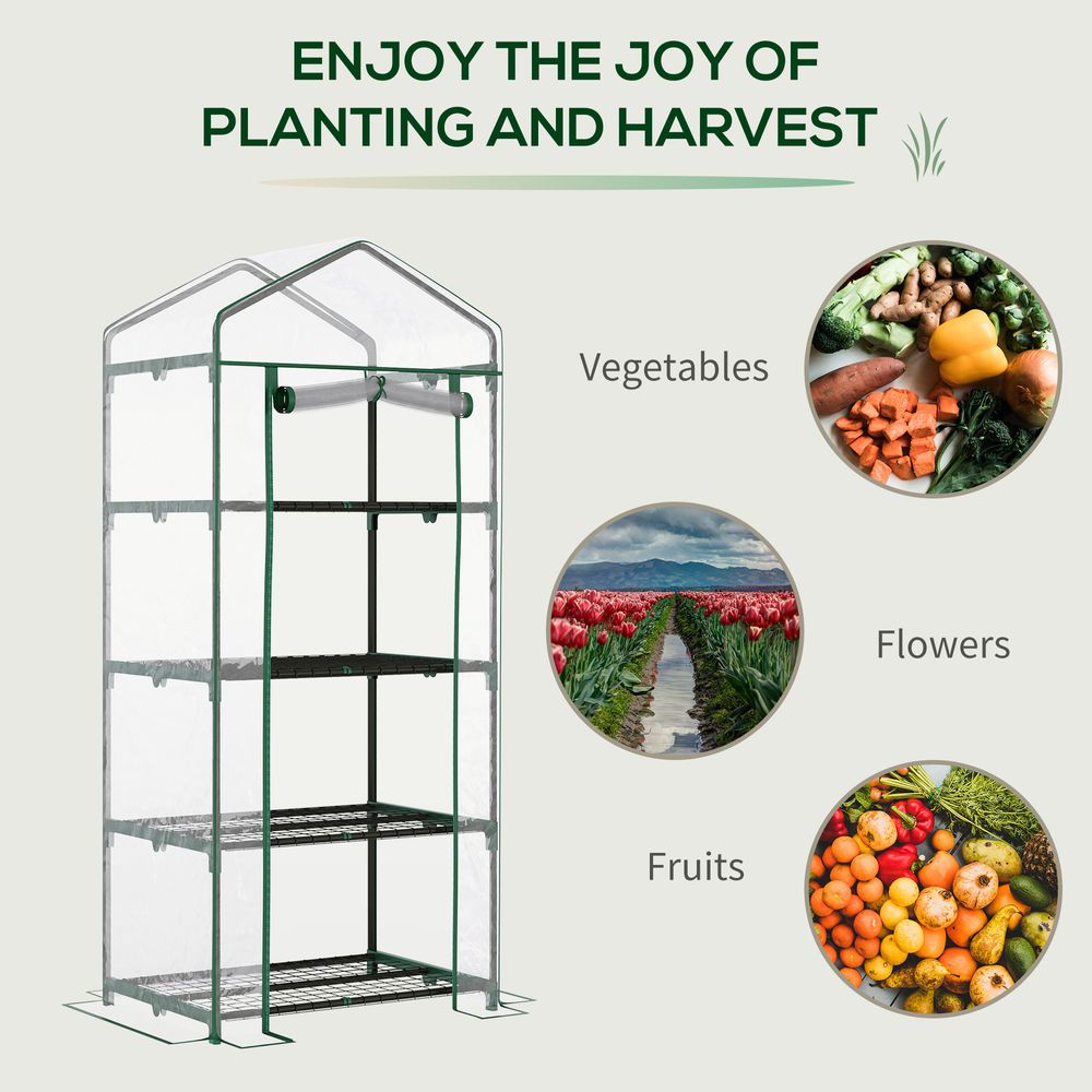 4 Tiers Mini Portable Greenhouse Metal Frame Transparent 160x70x50cm - anydaydirect