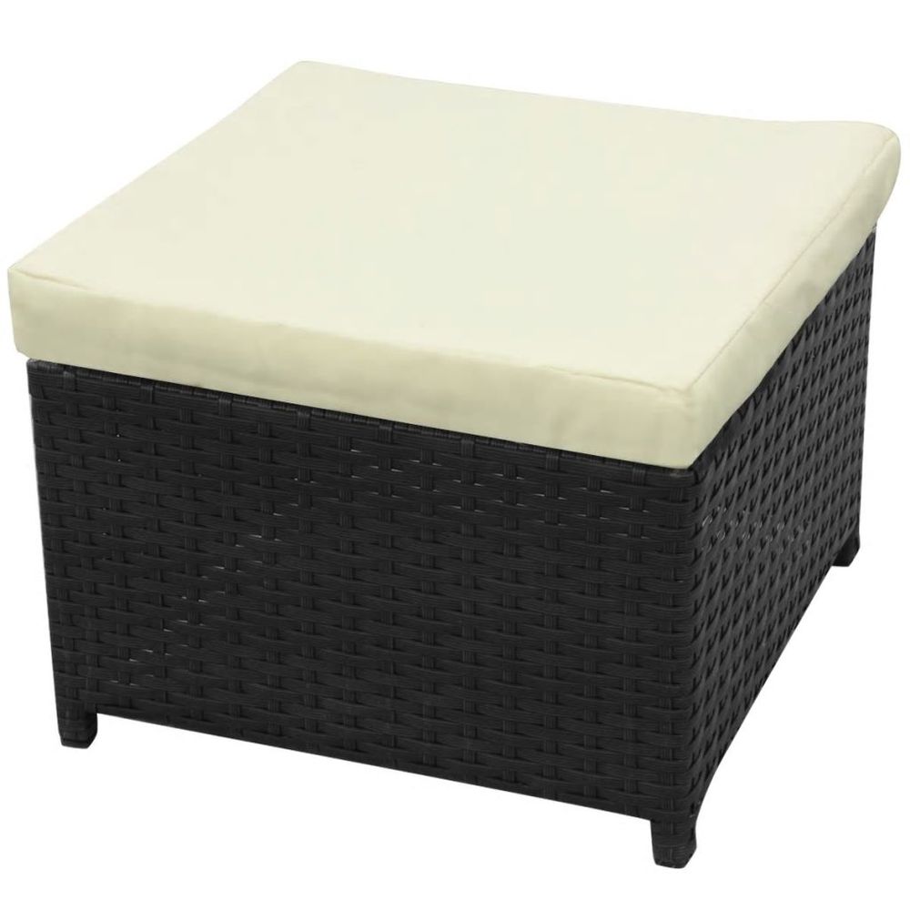 8 Piece Garden Lounge Set with Cushions Poly Rattan Black - anydaydirect