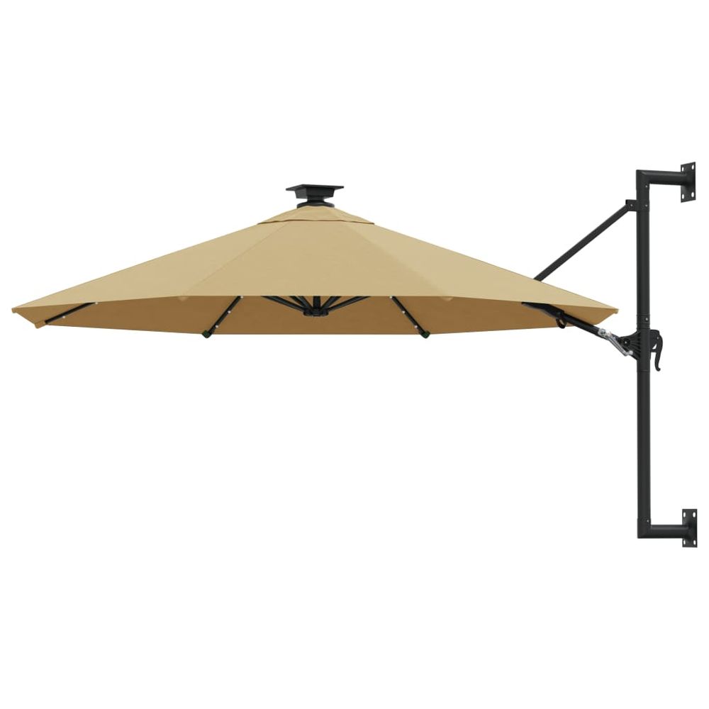 Wall-mounted Parasol with LEDs and Metal Pole 300 cm - anydaydirect