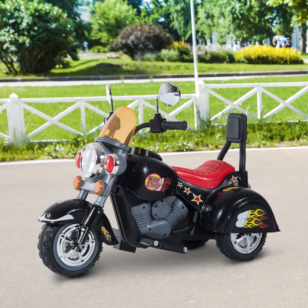 6V Kids Electric Motorbike Child Ride On Toy w/ Lights Sound Black HOMCOM - anydaydirect