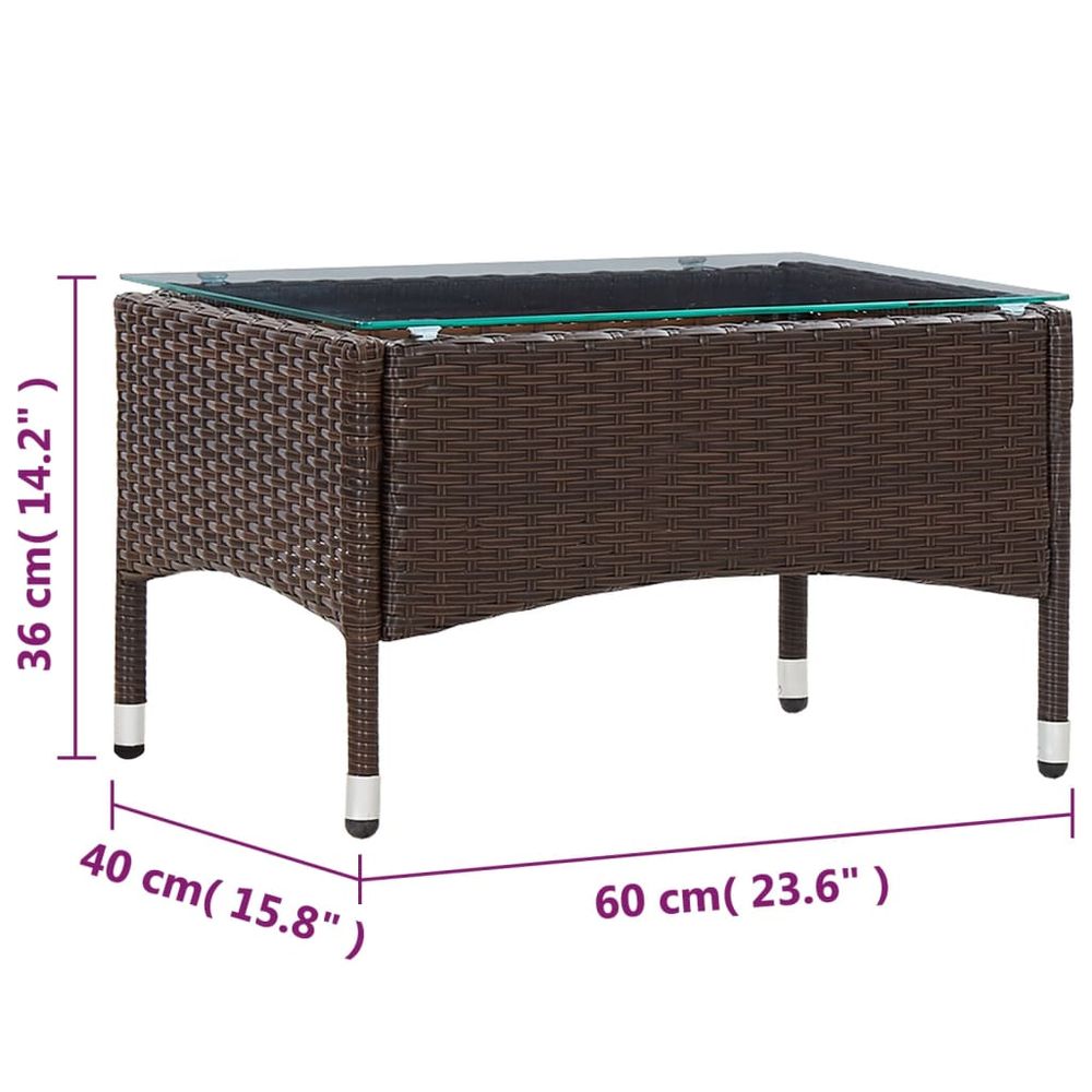 Coffee Table Brown 60x40x36 cm Poly Rattan - anydaydirect