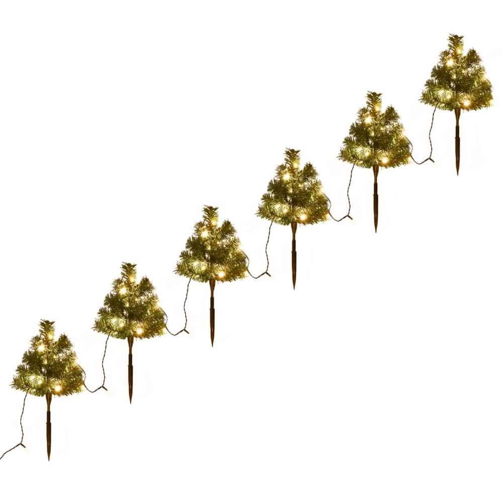 Christmas Pathway Trees 6 pcs with Warm White LEDs 45 cm PVC - anydaydirect