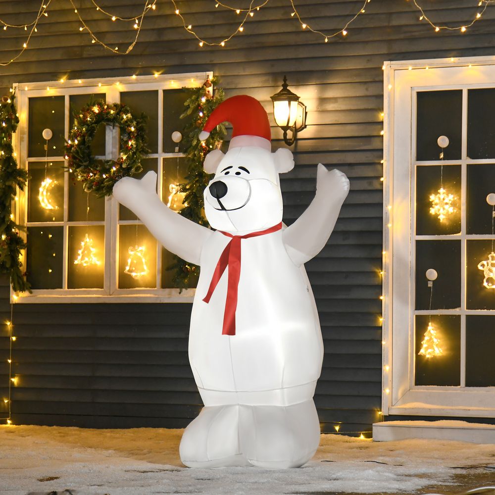 6ft Tall Outdoor Inflatable Bear Airblown Projection Holiday Christmas Lawn - anydaydirect