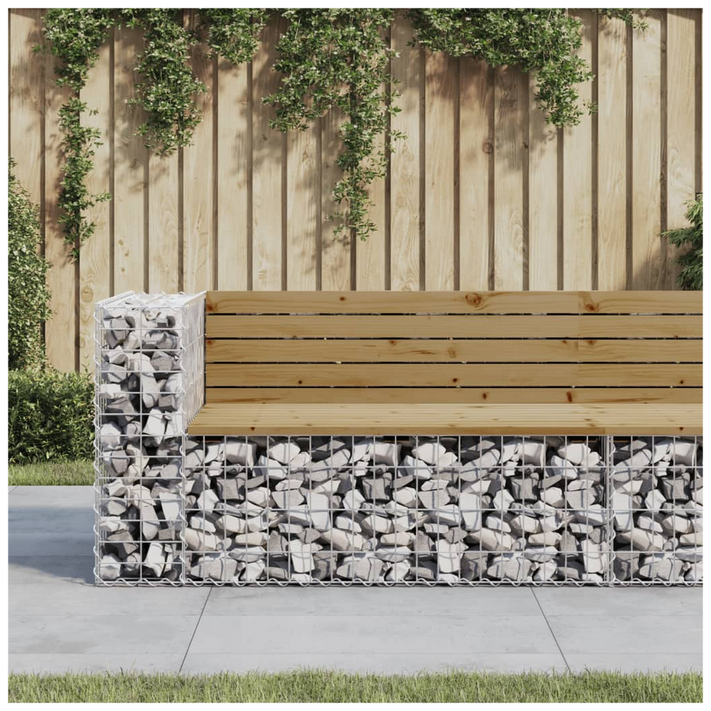 vidaXL Garden Bench Gabion Design 122x71x65.5 cm Impregnated Wood Pine - anydaydirect