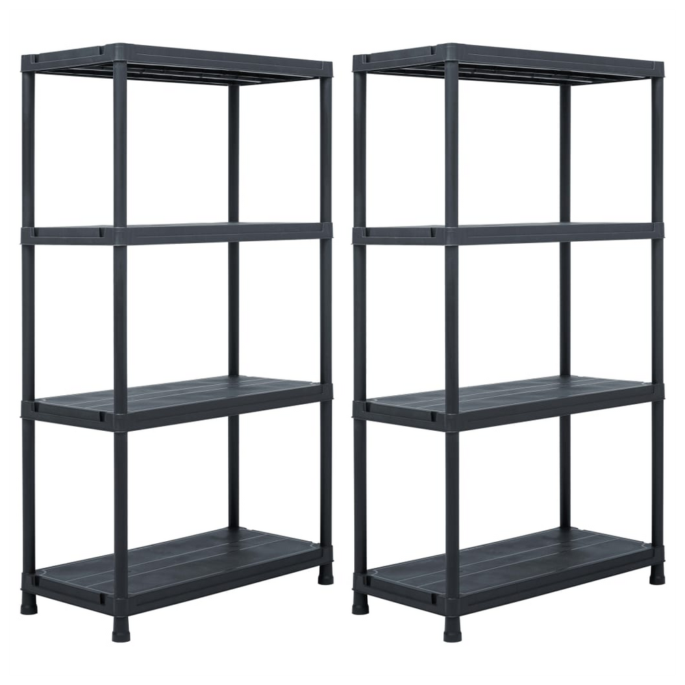 Storage Shelf Racks 2 pcs Black 60x30x138 cm Plastic - anydaydirect
