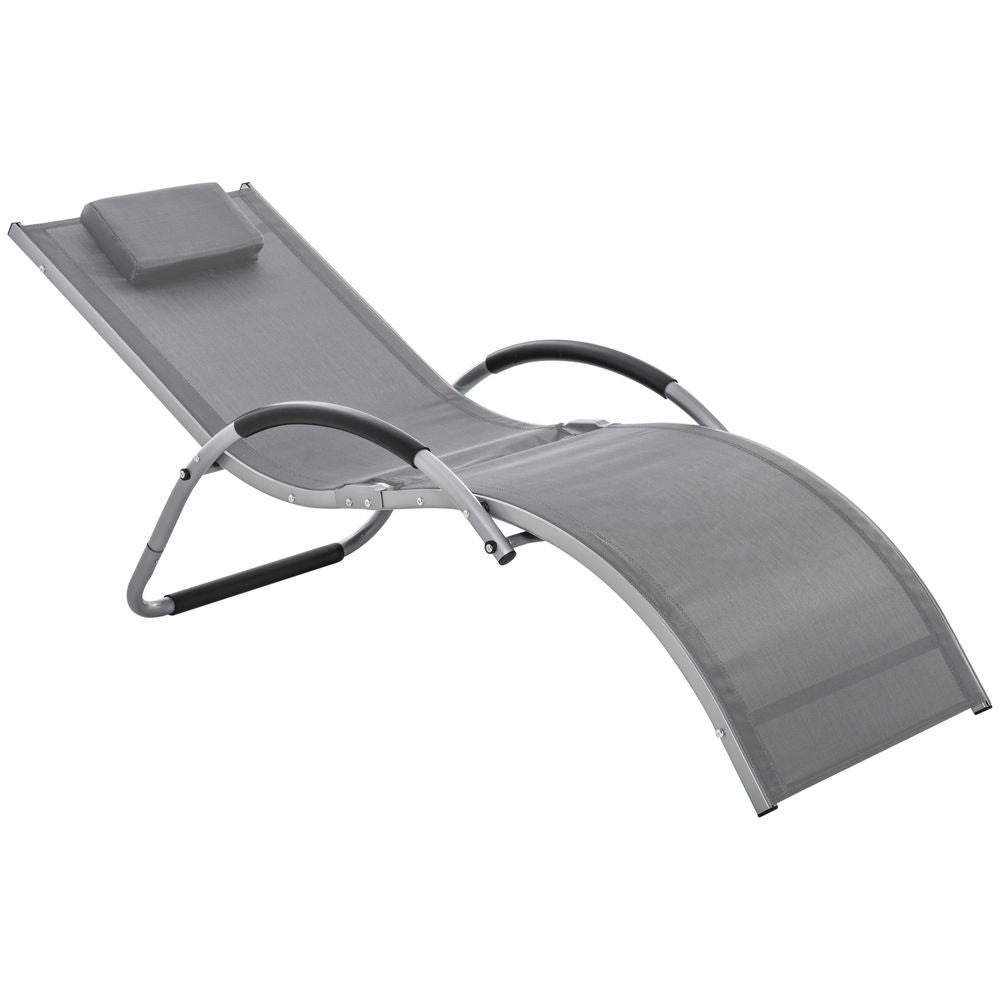 Lounger Chair Portable Armchair with Removable Pillow for Beach Yard Dark Grey - anydaydirect