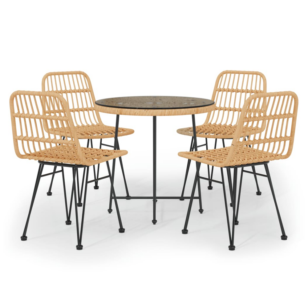 5 Piece Garden Dining Set Poly Rattan - anydaydirect