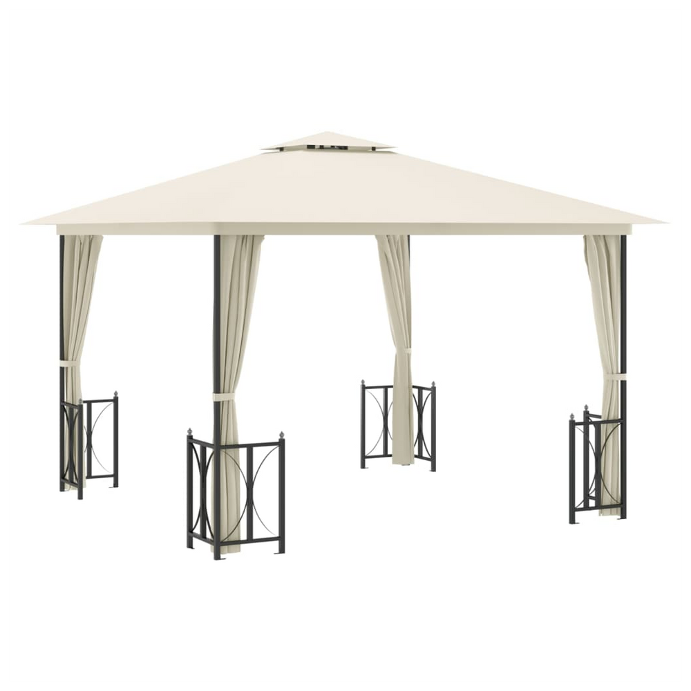 Gazebo with Sidewalls&Double Roofs 3x3 m Cream - anydaydirect