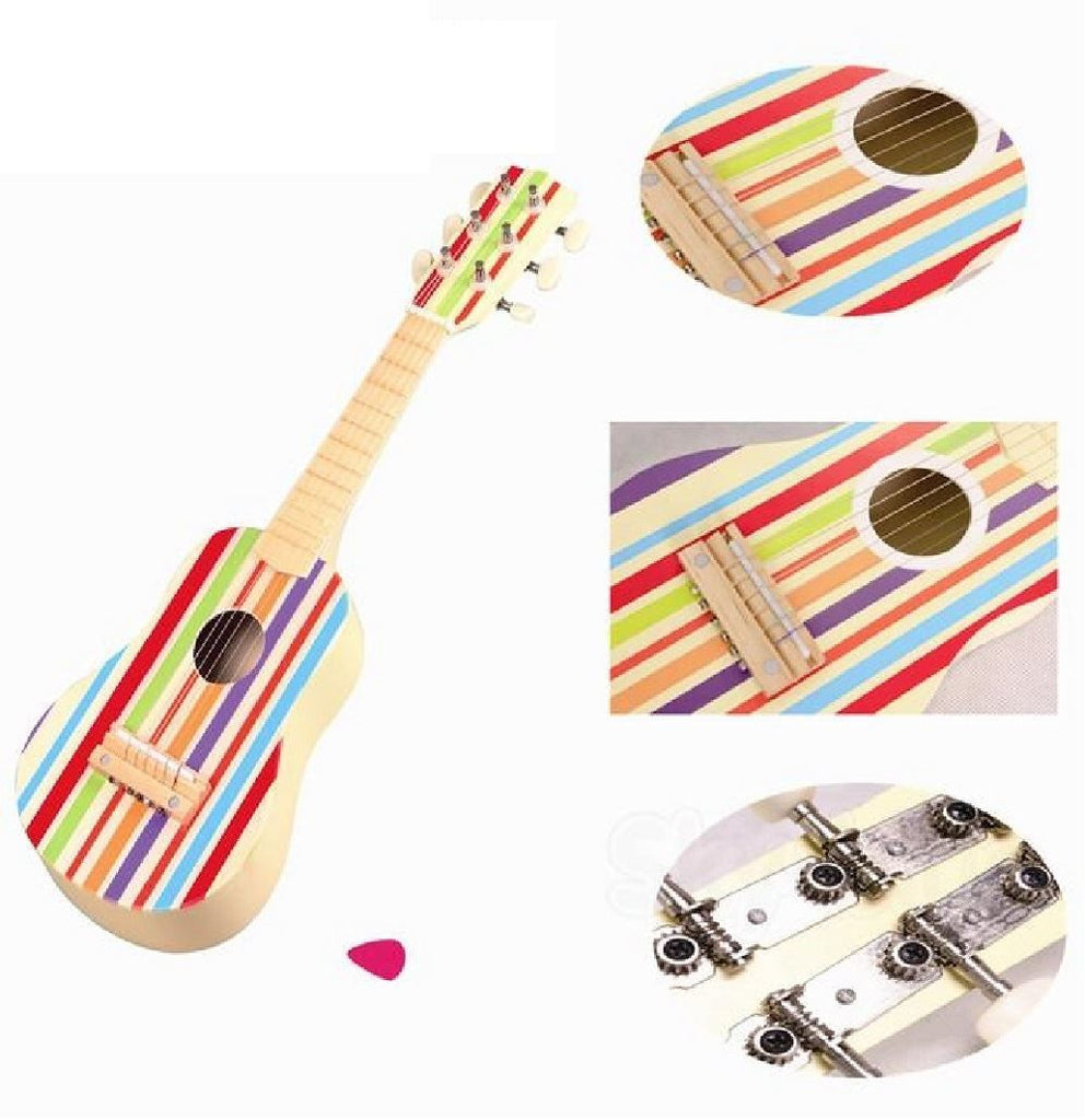 Lelin Wooden Striped Decor Guitar Children Musical Instrument Play Music 3+ - anydaydirect