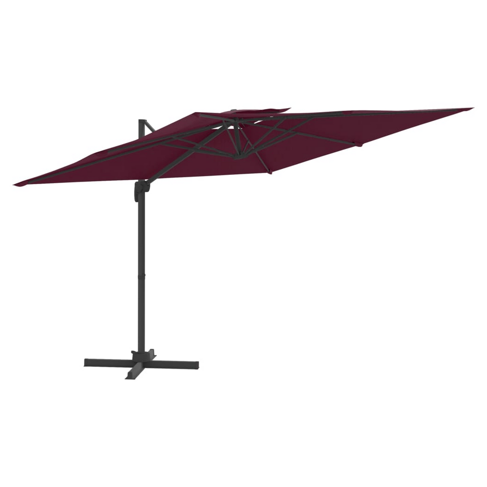 Double Top Cantilever Umbrella Bordeaux Red 300x300 cm - anydaydirect