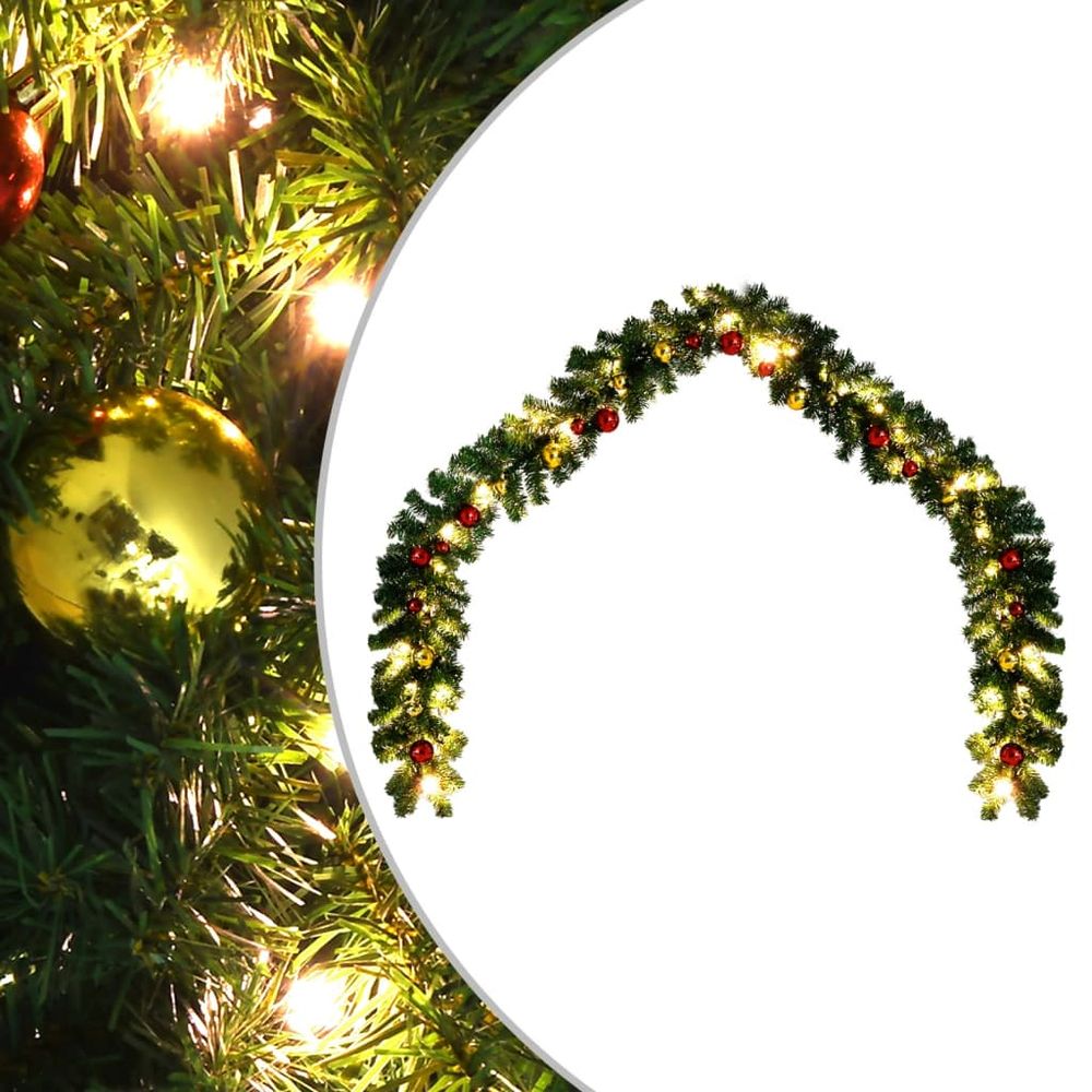 Christmas Garland Decorated with Baubles and LED Lights 5m - 20m - anydaydirect