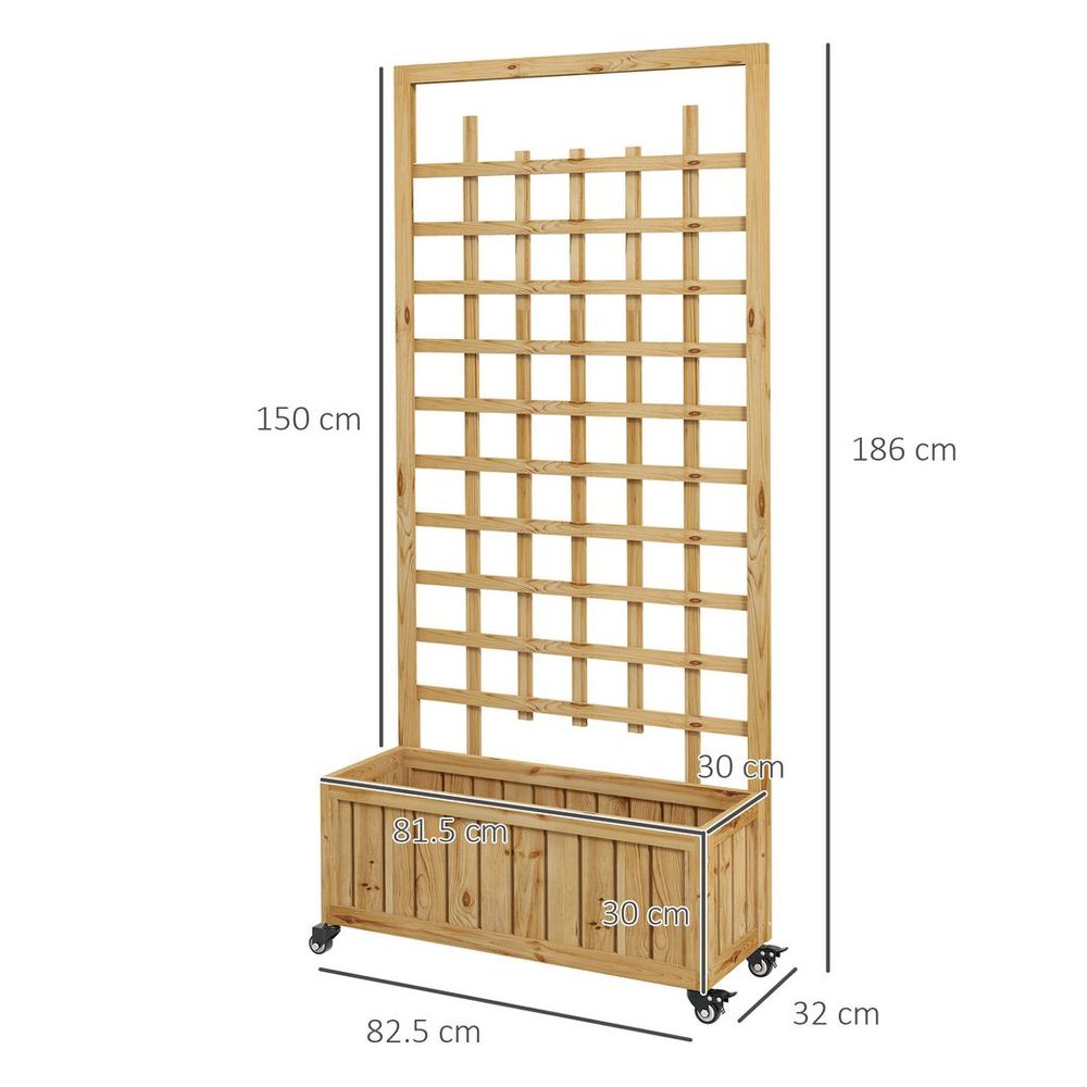 Outsunny Wooden Trellis Planter, Raised Garden Bed with Wheels and Bed Liner - anydaydirect