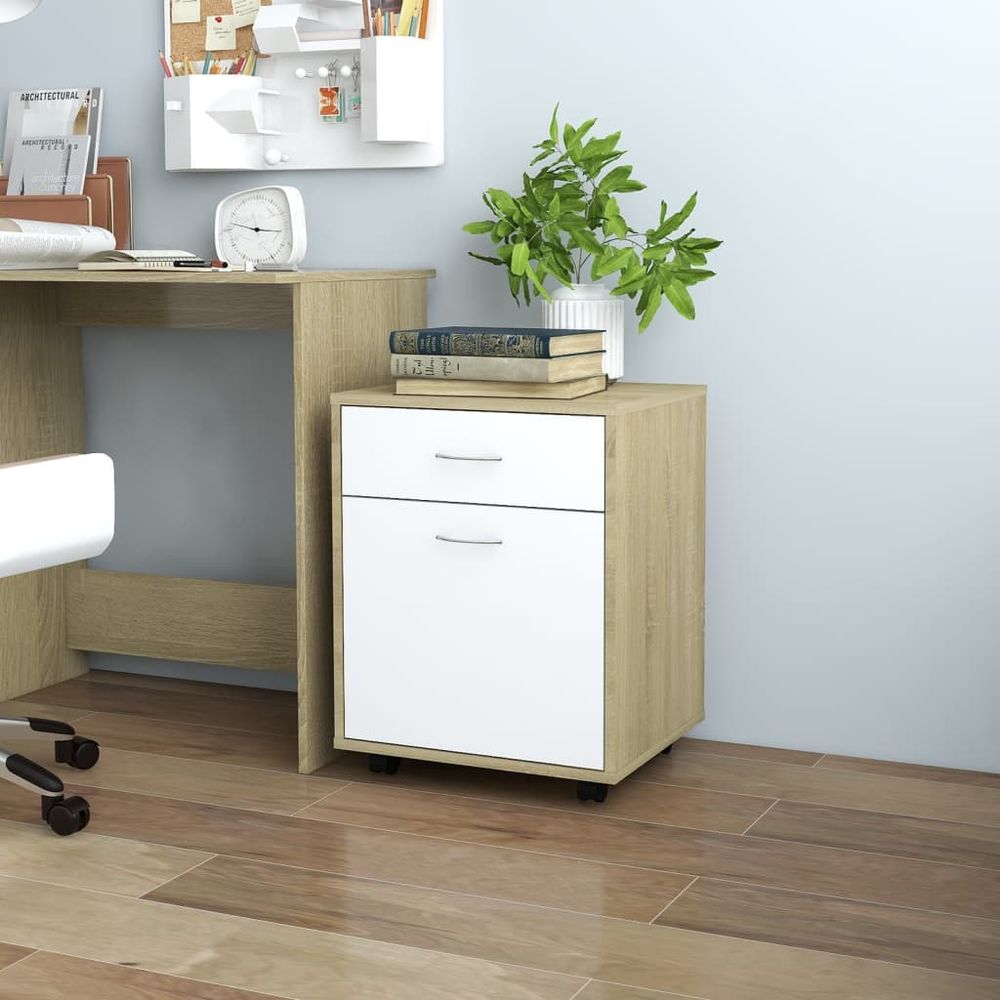 Rolling Cabinet Smoked Oak 45x38x54 cm Engineered Wood - anydaydirect