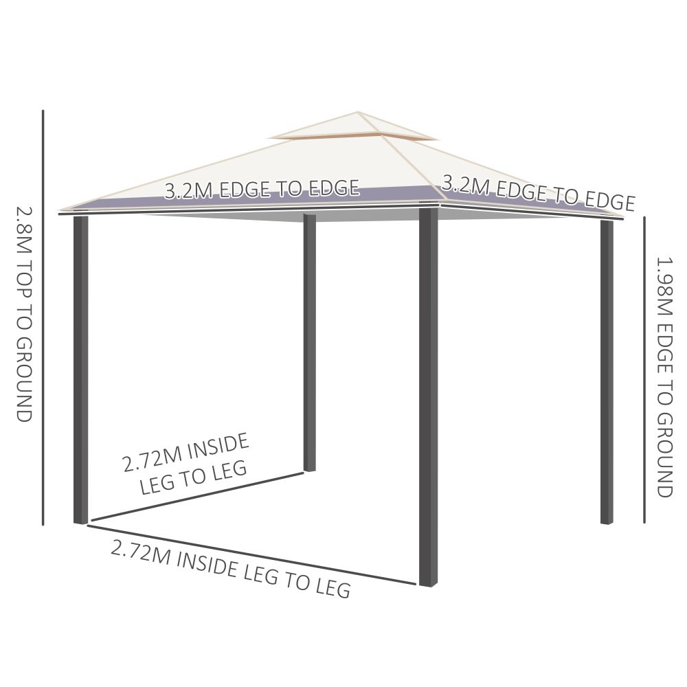 10' x 10' Outdoor Patio 2-Tier Roof Gazebo Canopy Steel Frame w/ Mesh Sidewalls - anydaydirect