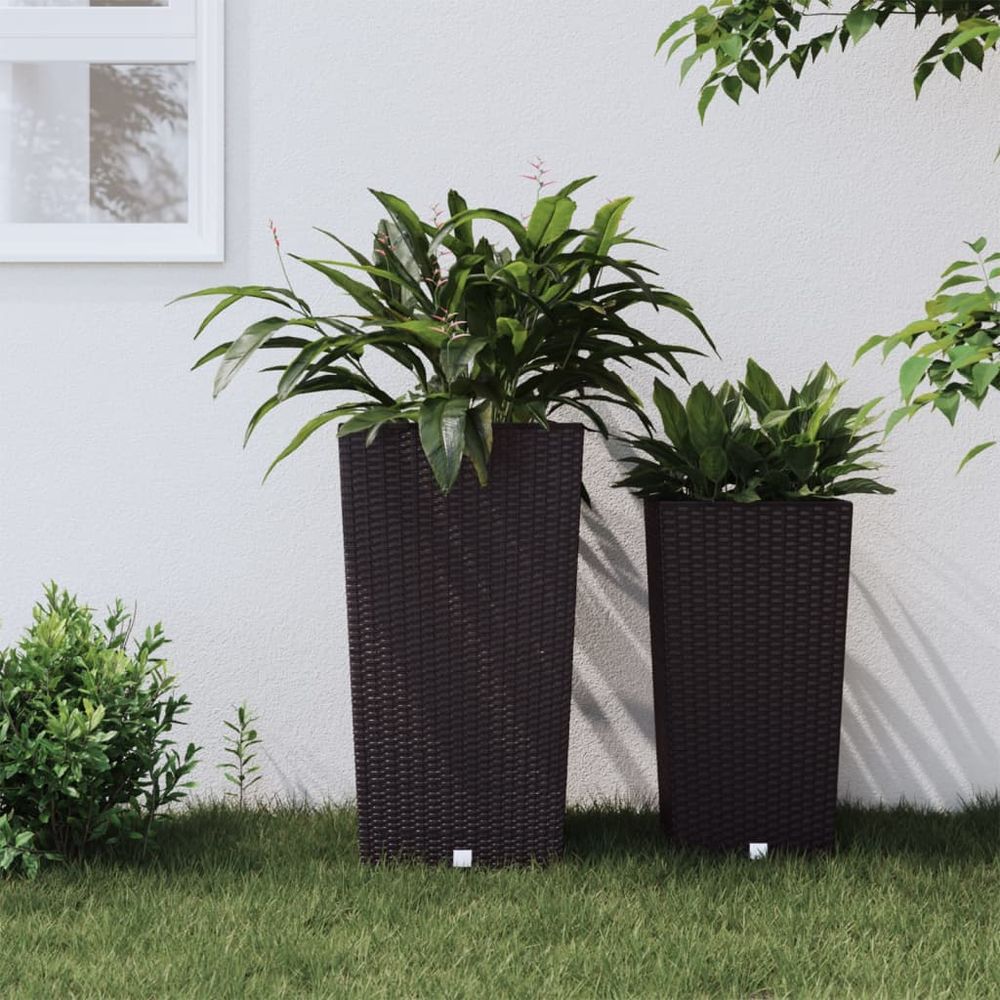 vidaXL Planter with Removable Inner Brown 21 / 49 L PP Rattan - anydaydirect