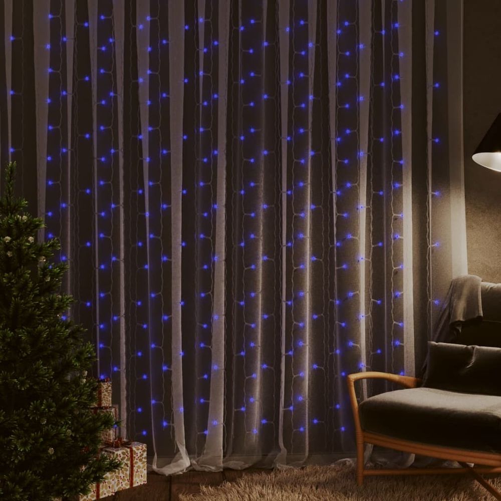 LED Curtain Fairy Lights 3x3m 300 LED Blue, Colourful, Warm & Cold White 8 Function - anydaydirect