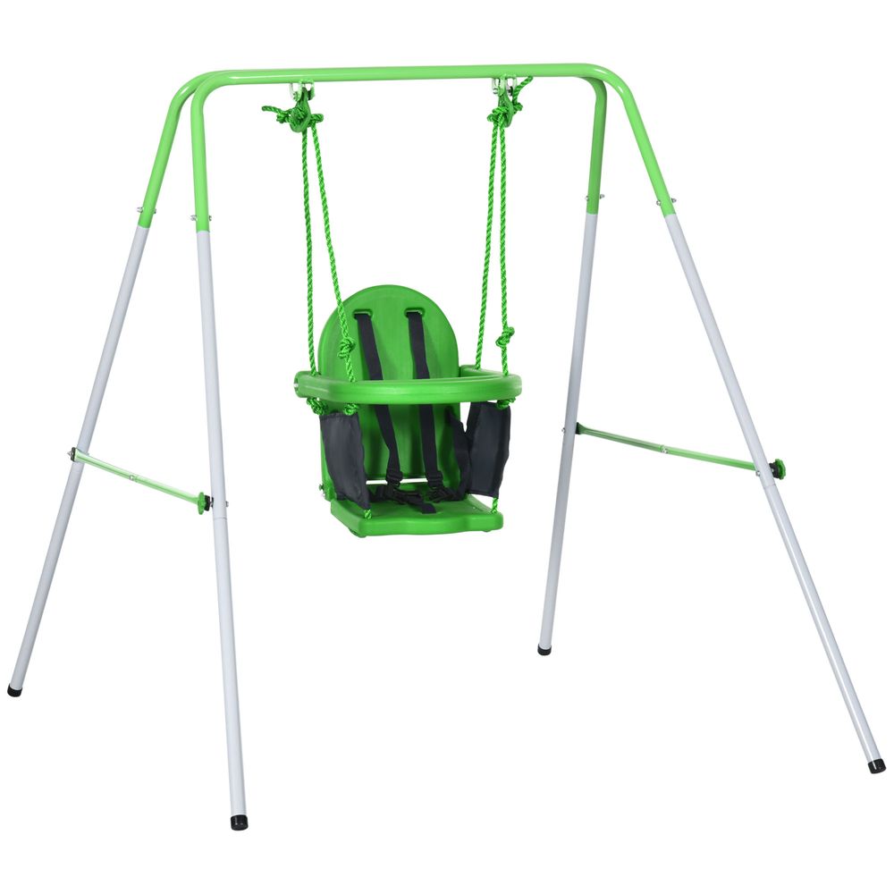 Outsunny Nursery Swing with Safety Seat Belt, Support Back for Indoor Outdoor - anydaydirect